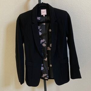 Candie’s Elegant Black Blazer with Floral Lining